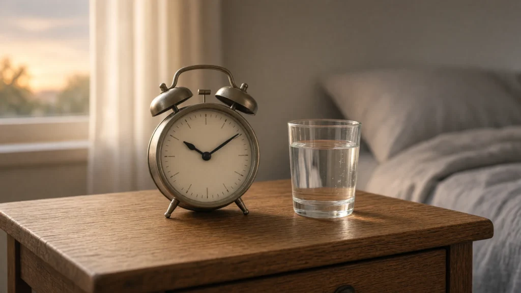 Reveil analogique et verre d eau