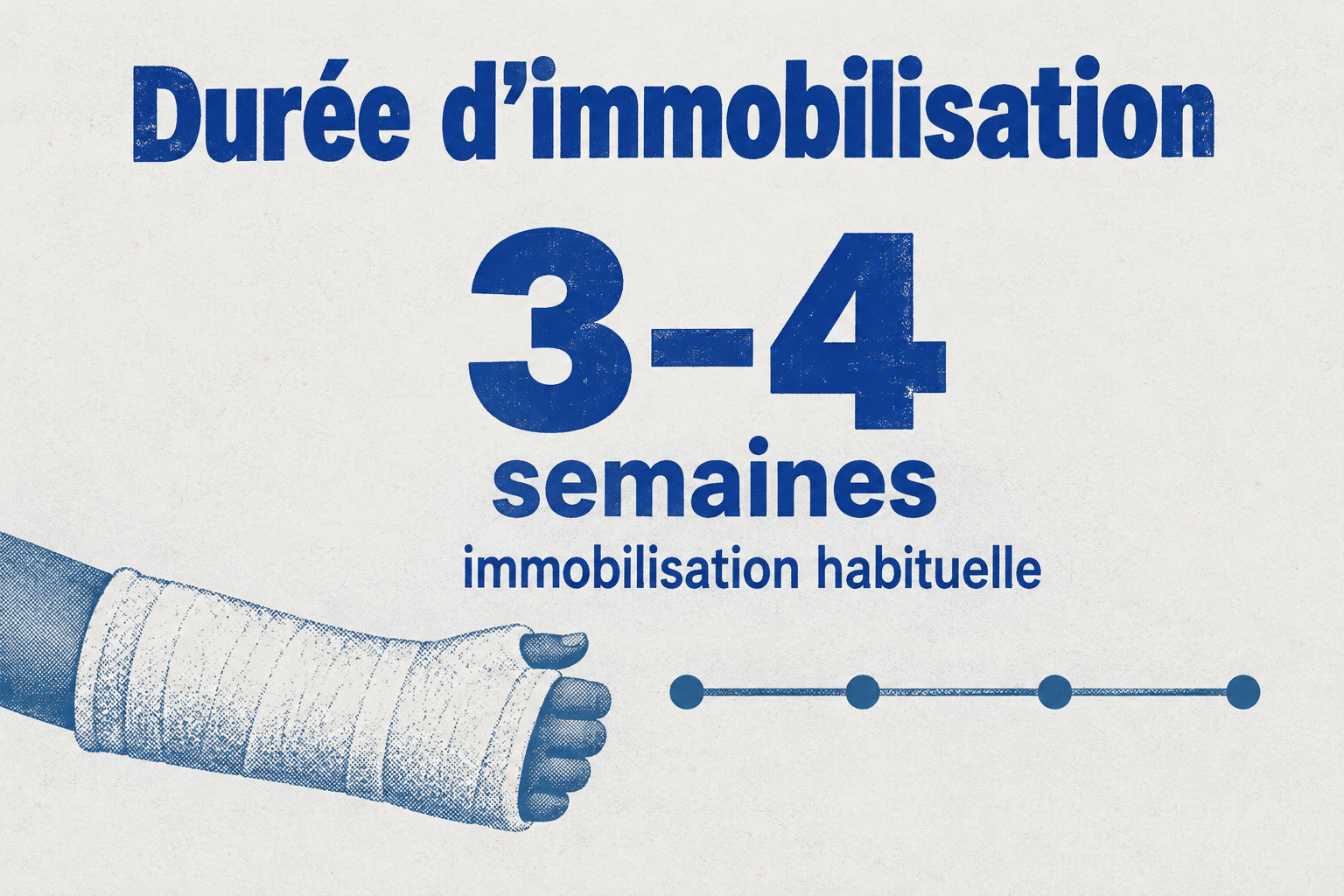 La durée habituelle d’immobilisation d’une fracture en motte de beurre est de trois à quatre semaines.